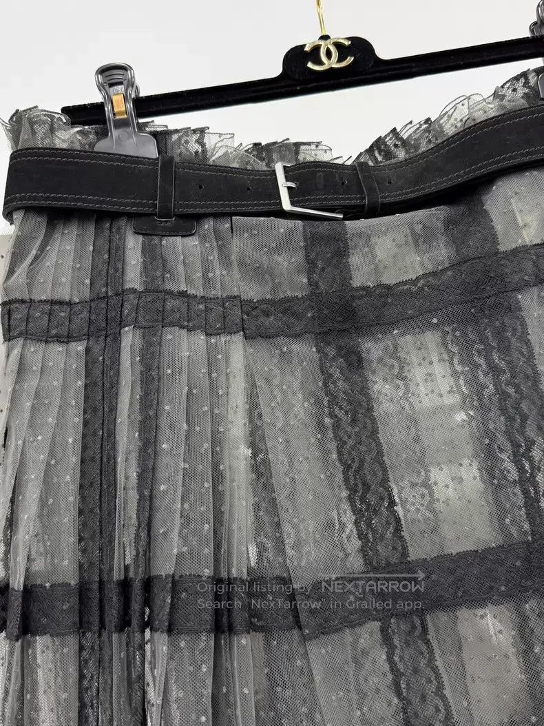 Dior Dior Black polka dot mesh stitching lace skirt Size 25" / US 0 / IT 36 - 2 Thumbnail