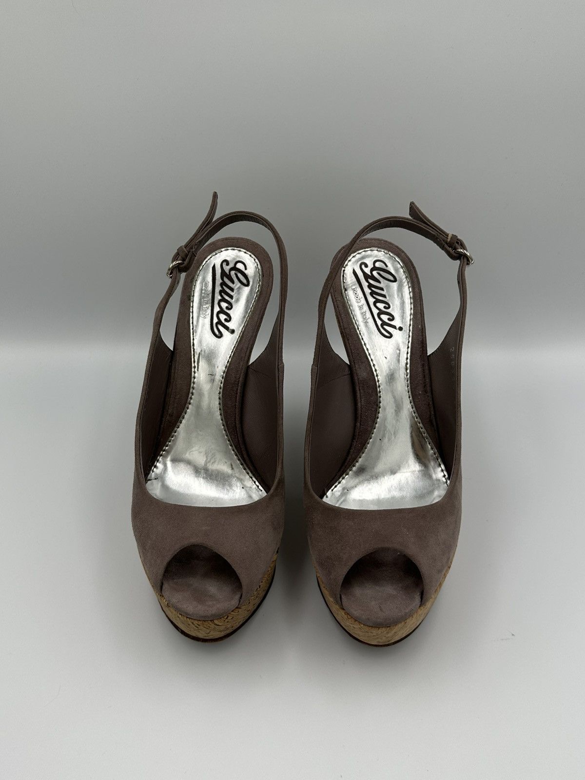Gucci Gucci suede open toe wedge sandals with box Size US 5.5 / IT 35.5 - 5 Thumbnail