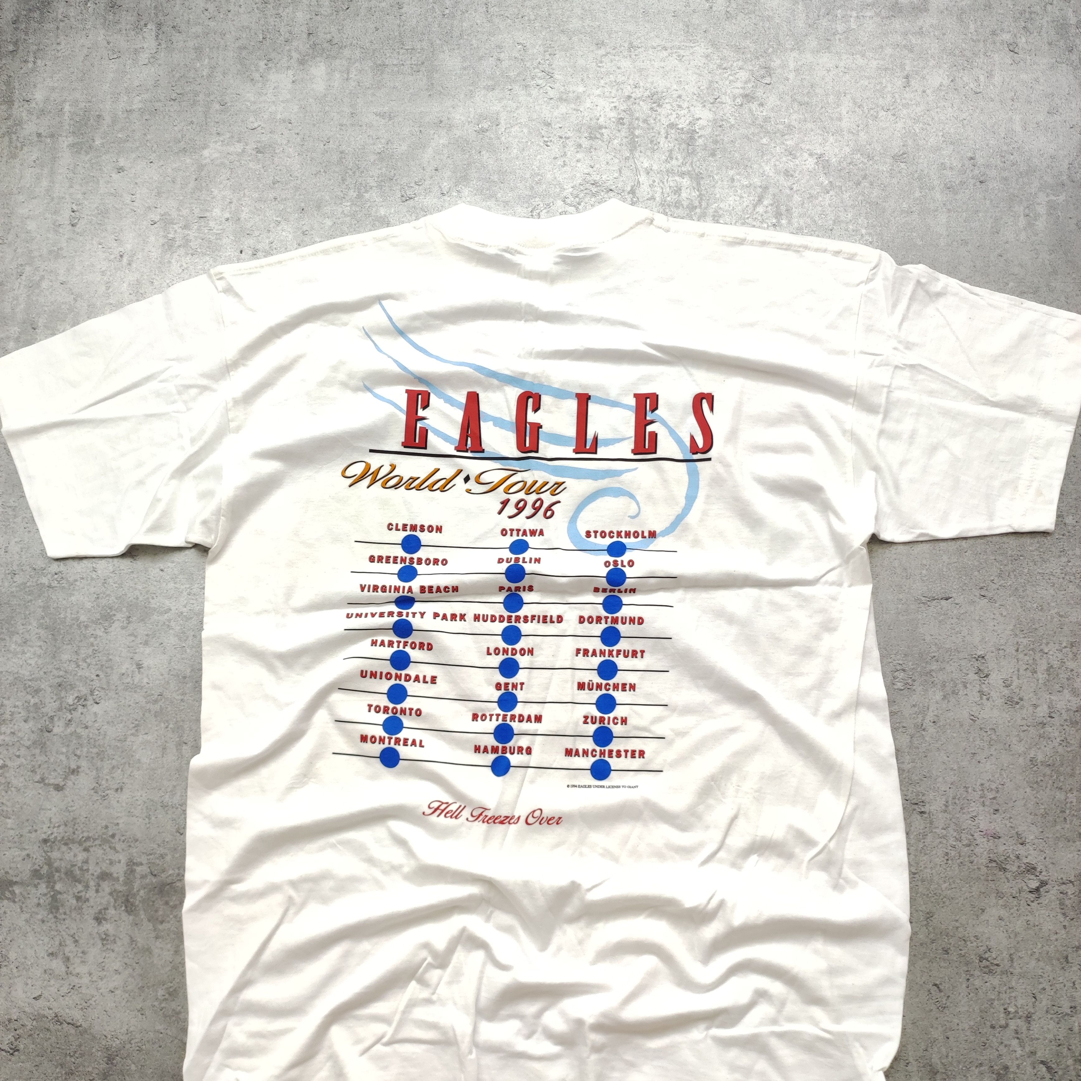 Band Tees × Vintage RARE Vintage 1994 Eagles World Tour 1996 Promo Tee Size US L / EU 52-54 / 3 - 8 Thumbnail