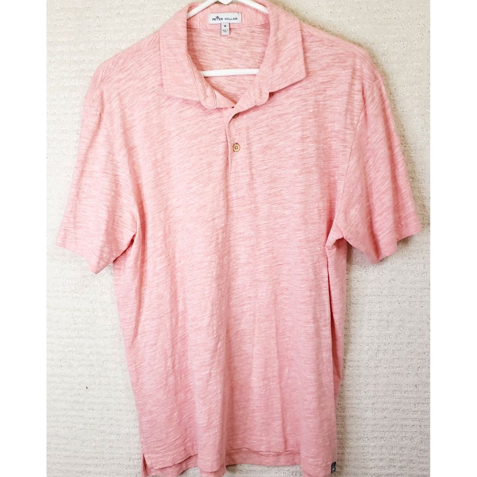 Peter Millar Peter Millar Polo Shirt Men's M Heathered Pink Coral Short Sleeve Golf Casual Boys Mens Womens Size US M / EU 48-50 / 2 - 2 Thumbnail