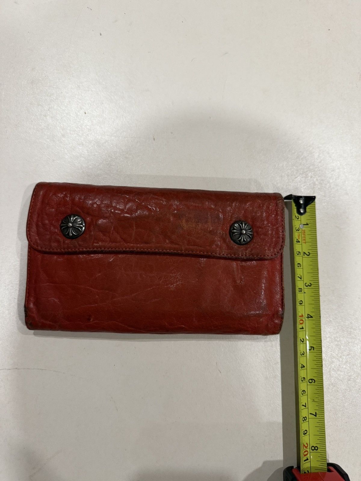 Chrome Hearts Chrome Hearts Wave Wallet Red Leather Silver Cross Snaps 925 Size ONE SIZE - 17 Thumbnail
