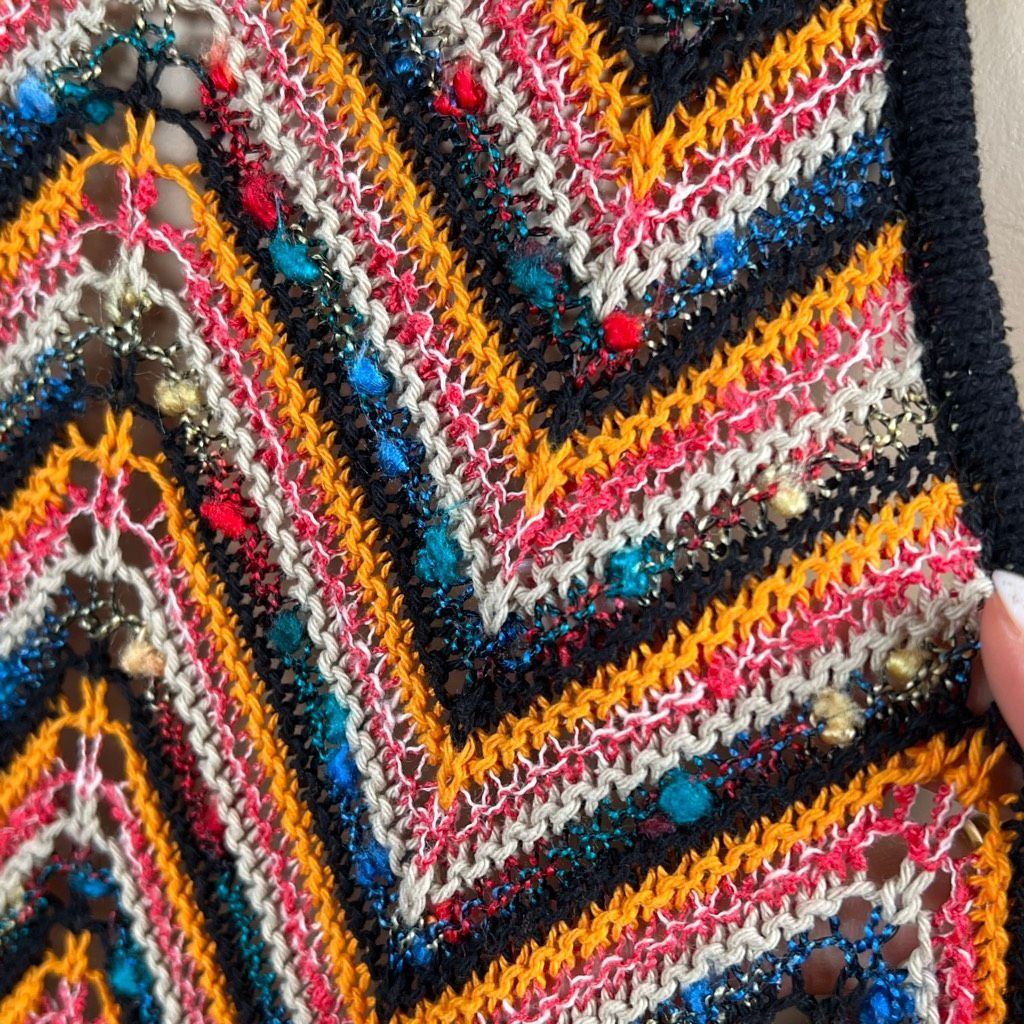 Zara Zara Knit Multicolor Chevron Maxi zigzag Dress Sleeveless Crochet Style Size M (029) Size M / US 6-8 / IT 42-44 - 8 Thumbnail