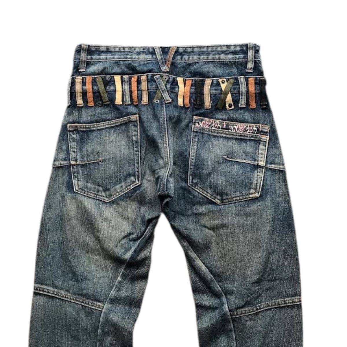 Japanese Brand Vintage KMK Breathmint Double Waist Faded Jeans Size US 31 - 4 Thumbnail