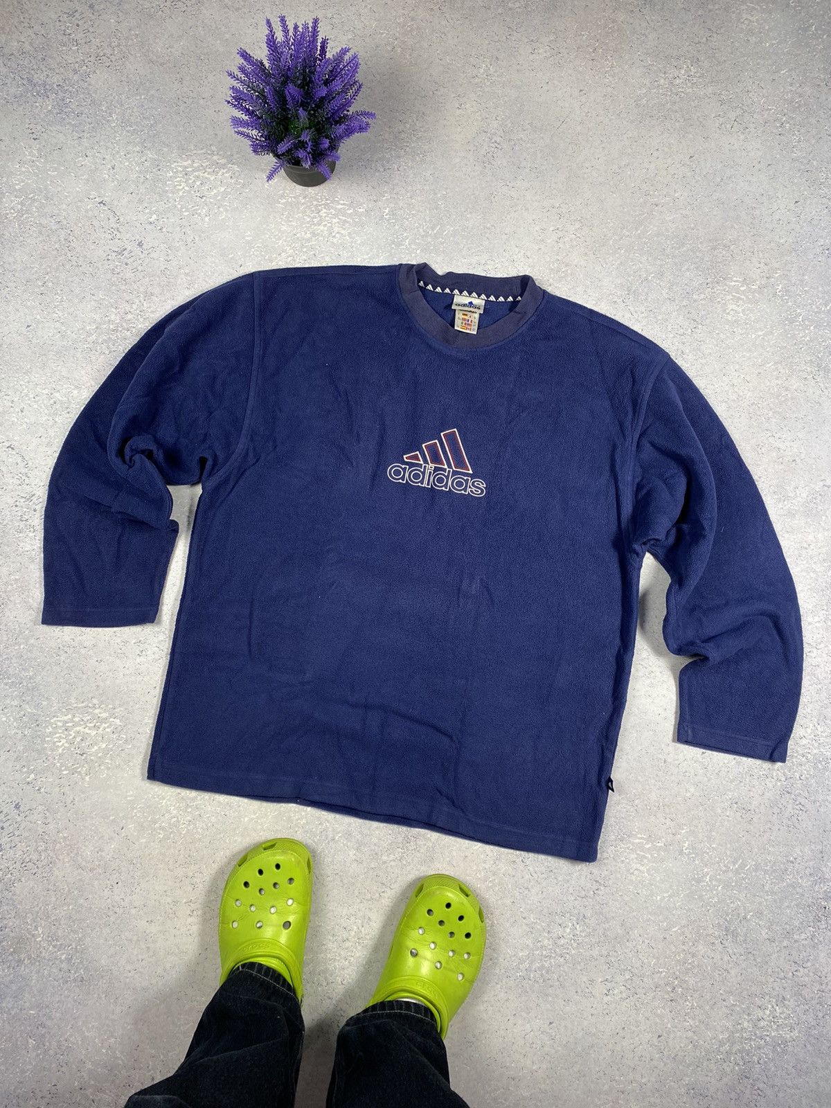 Adidas × Vintage Vintage Adidas Fleece Sweatshirt With Big Logo Oversized L Size US L / EU 52-54 / 3 - 1 Thumbnail