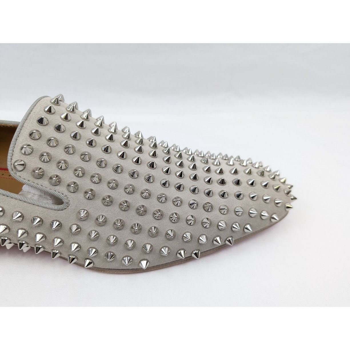 Christian Louboutin o1rshd1 Crosta Dandelion Spikes Flat Shoes in Goose/Silver Size US 12 / EU 45 - 4 Thumbnail