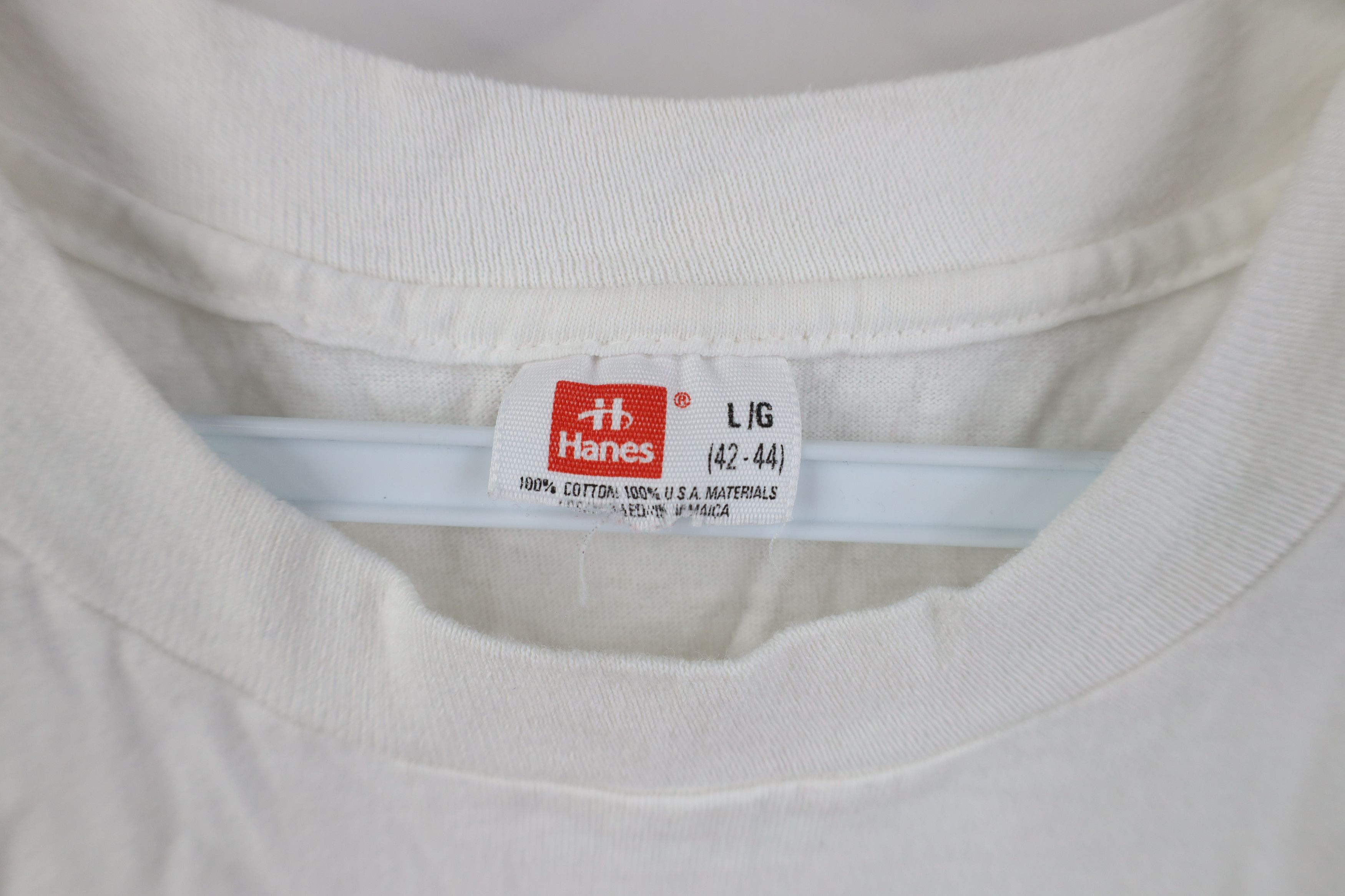 Hanes Vintage 90s Hanes Cotton Pocket Short Sleeve T-Shirt White Size US L / EU 52-54 / 3 - 7 Thumbnail