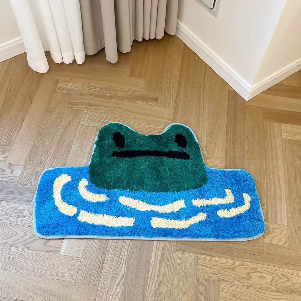 Vintage Frog Tufted Rug Funny Thickened Non Slip Foot Size ONE SIZE - 2 Thumbnail