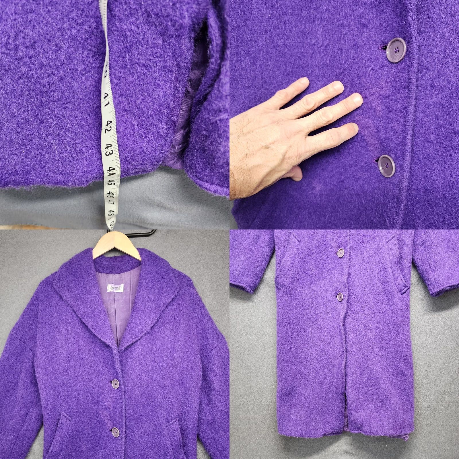 Missoni VINTAGE Missoni Donna Womens Coat Overcoat Long Purple Wool Mohair Blend Italy PROJECT Ladies Womens Middle Length 2000s Size M / US 6-8 / IT 42-44 - 8 Thumbnail