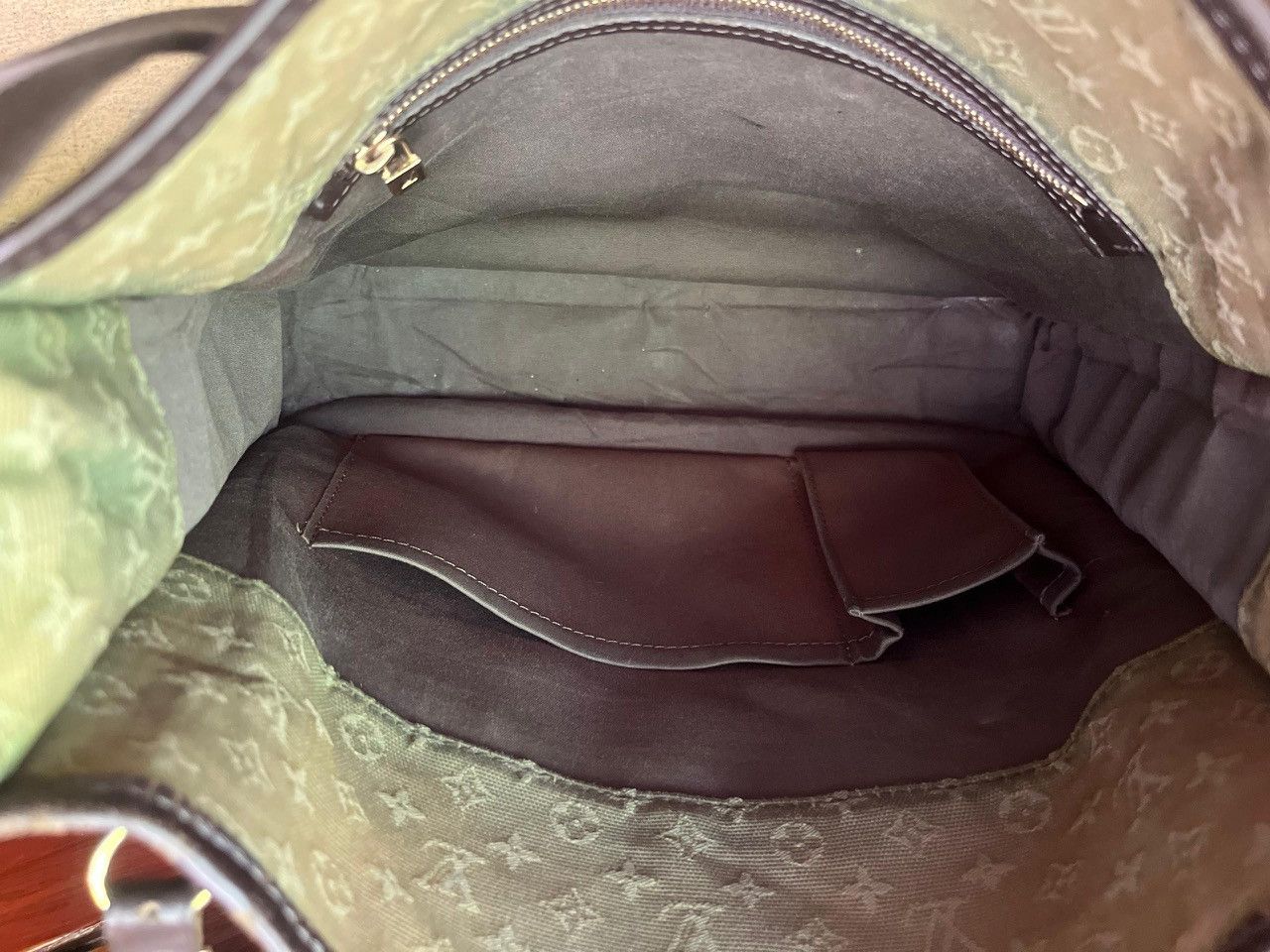 Louis Vuitton Auth LOUIS VUITTON Green Monogram Mini Lin Mary Kate Besace Size ONE SIZE - 9 Thumbnail