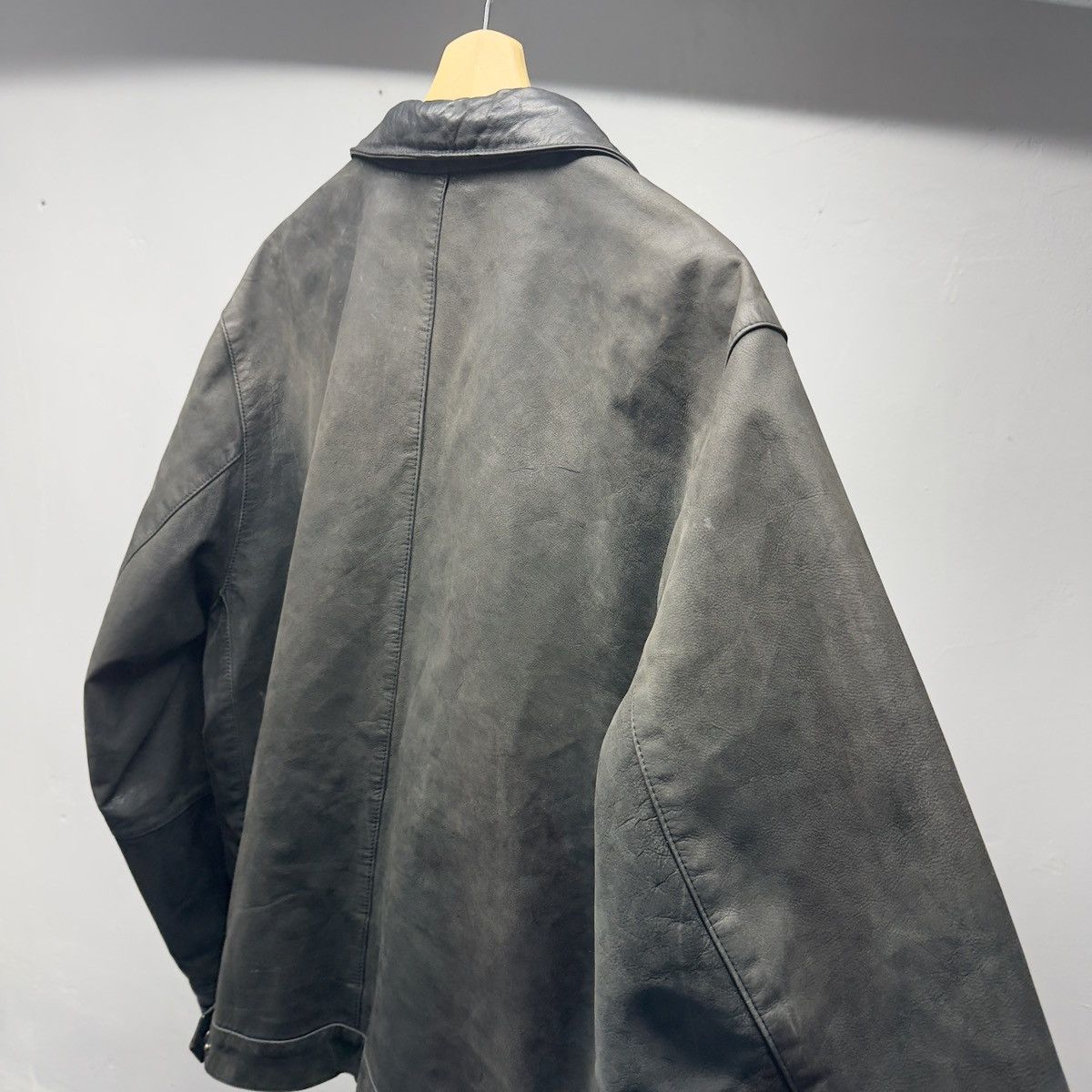 Vintage Vintage Faded Black Leather Blouson Jacket ERD Grunge Chrome Size US L / EU 52-54 / 3 - 13 Thumbnail