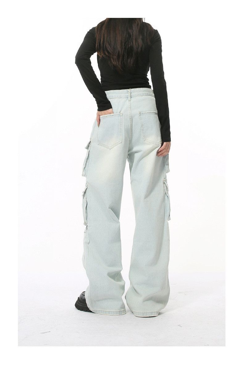 Japanese Brand × Jean Multi-pocket straight-leg wide-leg loose washed cargo jeans Size US 32 / EU 48 - 5 Thumbnail