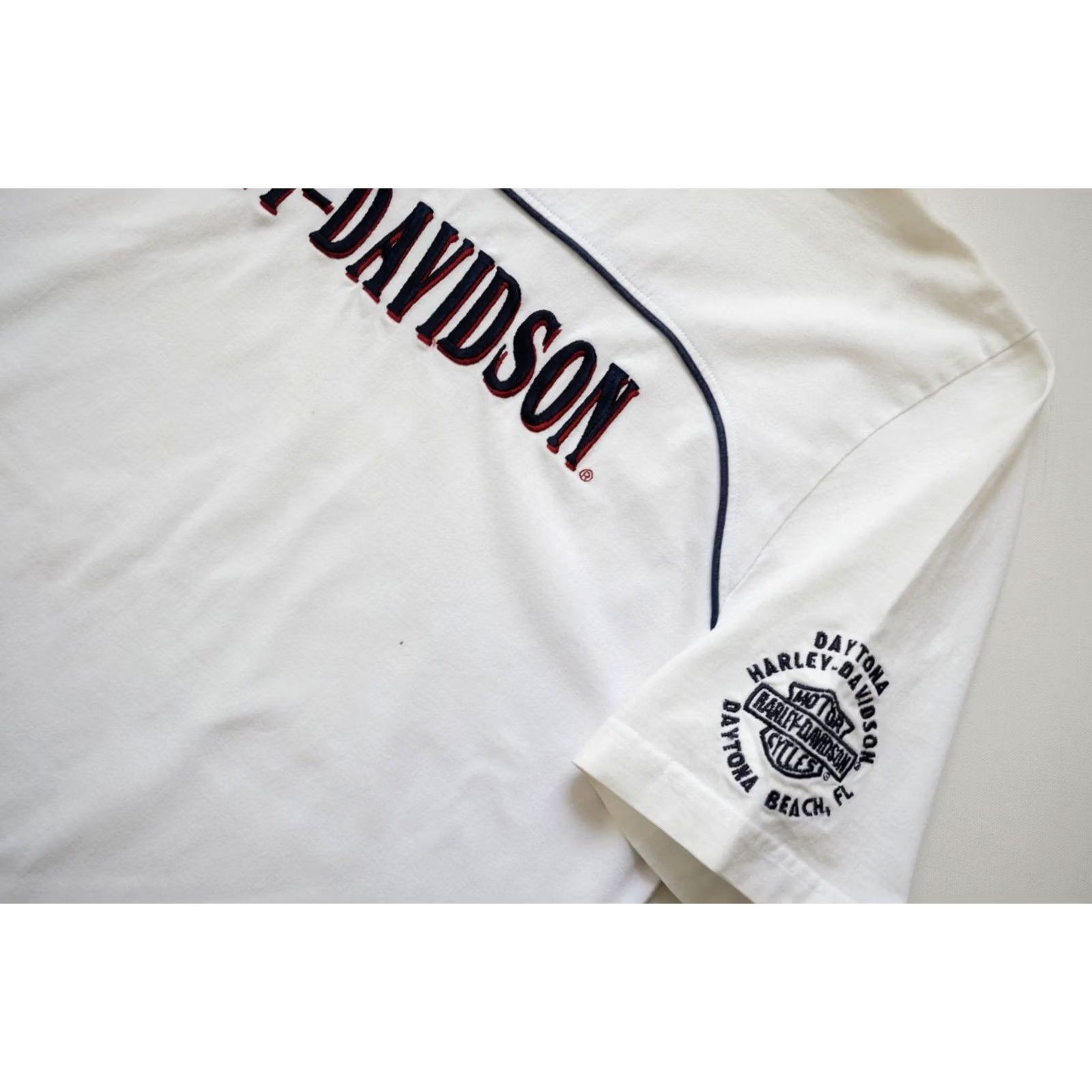 Harley Davidson VINTAGE Harley Davidson T-Shirt Mens 90s Retro Embroidered Motorcycle Cotton Short Sleeve Size L White Size US L / EU 52-54 / 3 - 4 Thumbnail