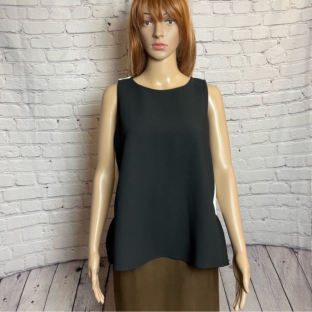 Ann Taylor Ann Taylor Sleeveless Black White Peplum Blouse Top Size LP Size L / US 10 / IT 46 - 1 Thumbnail