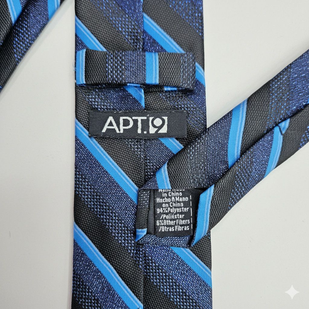 Apt. 9 Apt. 9 58x2.5" Tie Metallic Blue Black Diagonal Stripe Narro Size ONE SIZE - 7 Thumbnail