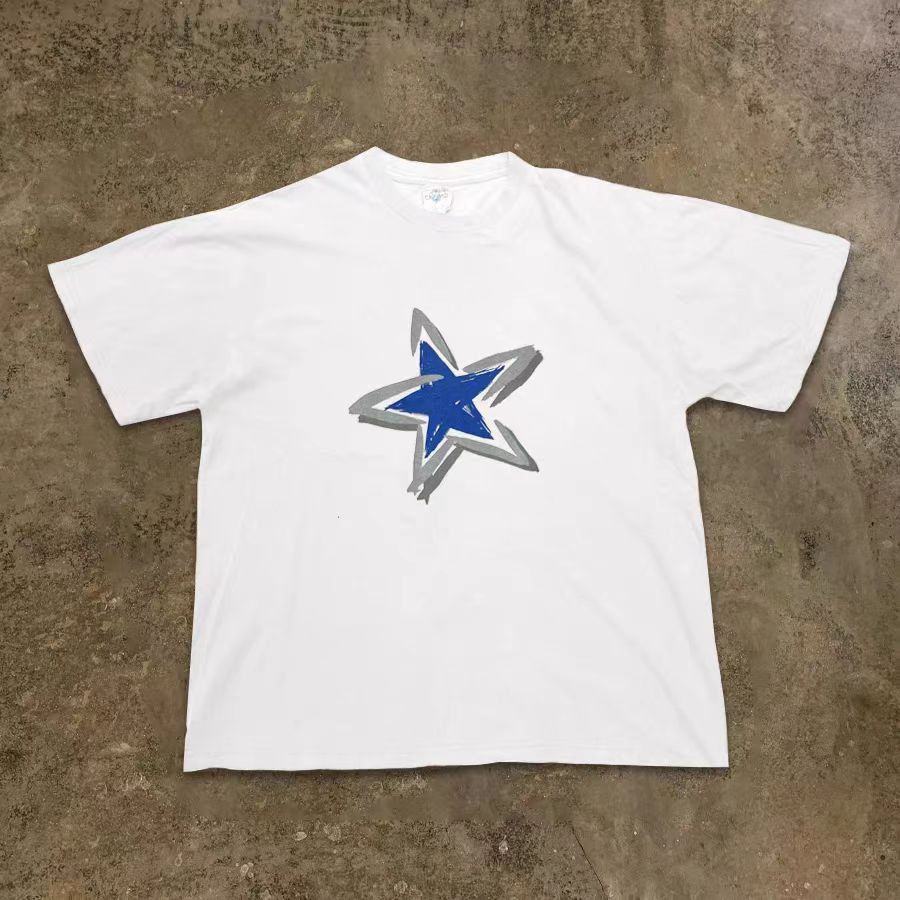 Vintage Star pattern casual loose retro cotton t-shirt2 Size US M / EU 48-50 / 2 - 1 Thumbnail