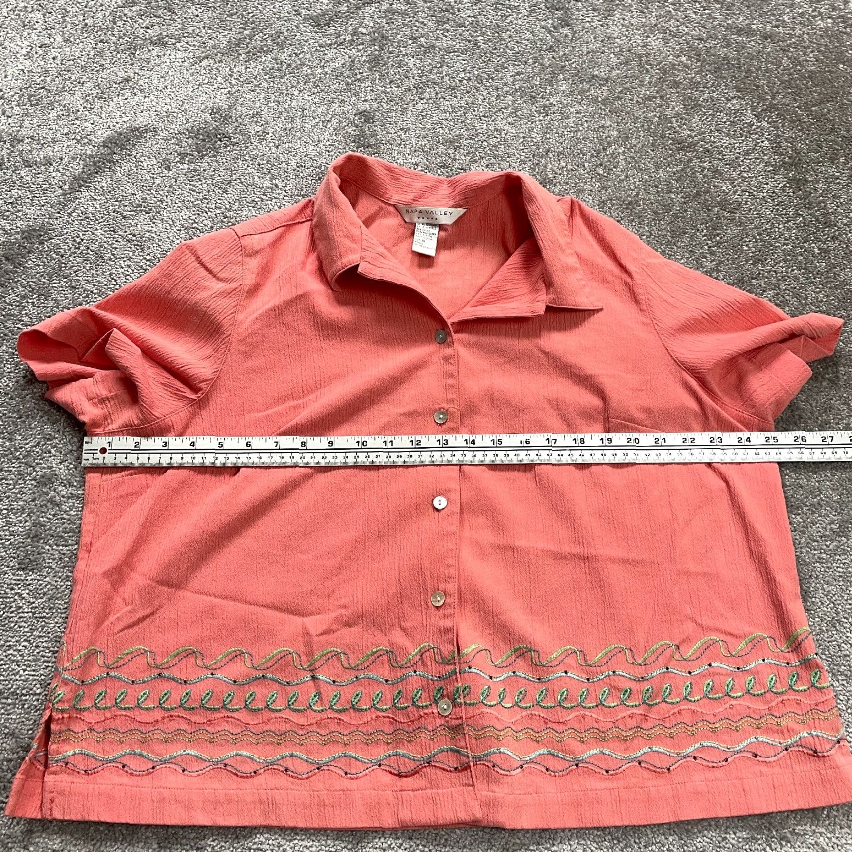 Vintage Napa Valley Shirt Womens XL Orange Short Sleeve Embroidered Button Down Casual Size XL / US 12-14 / IT 48-50 - 6 Thumbnail