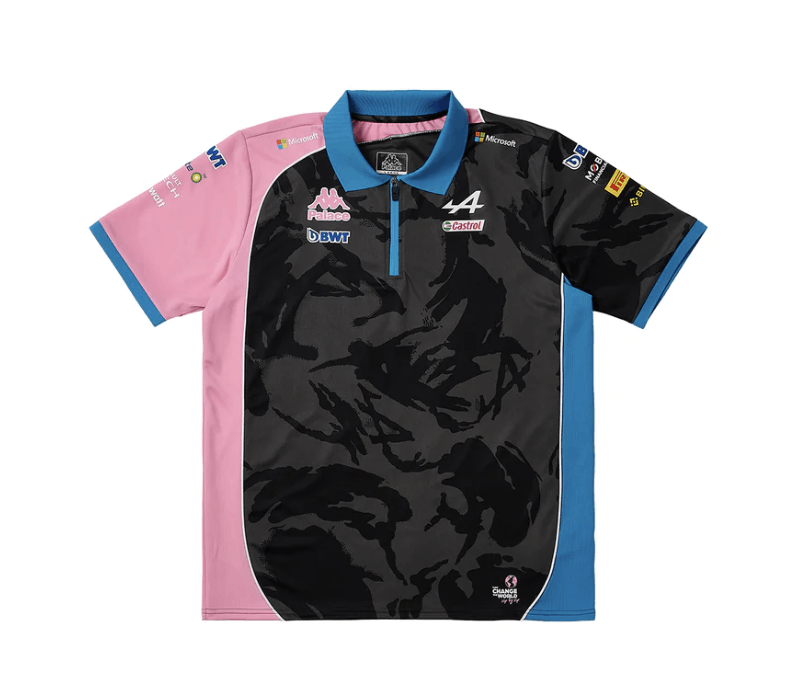 image of Kappa For Alpine F1 Tech Polo Night Desert Camo in Black Pink, Men's (Size Large)