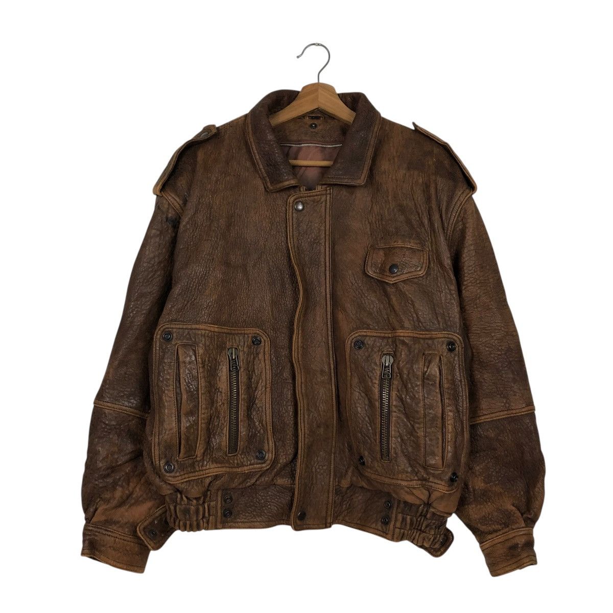 Vintage 🔥VINTAGE FLY LEATHER JACKET BIKER UNBRANDED ISSEY MIYAKE Size US L / EU 52-54 / 3 - 3 Thumbnail
