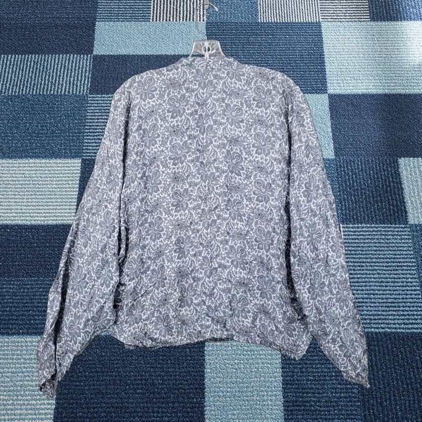 Michael Kors Michael Kors Top Blouse Womens S Gray Floral Silk Tie Neck Long Sleeve Size S / US 4 / IT 40 - 1 Thumbnail