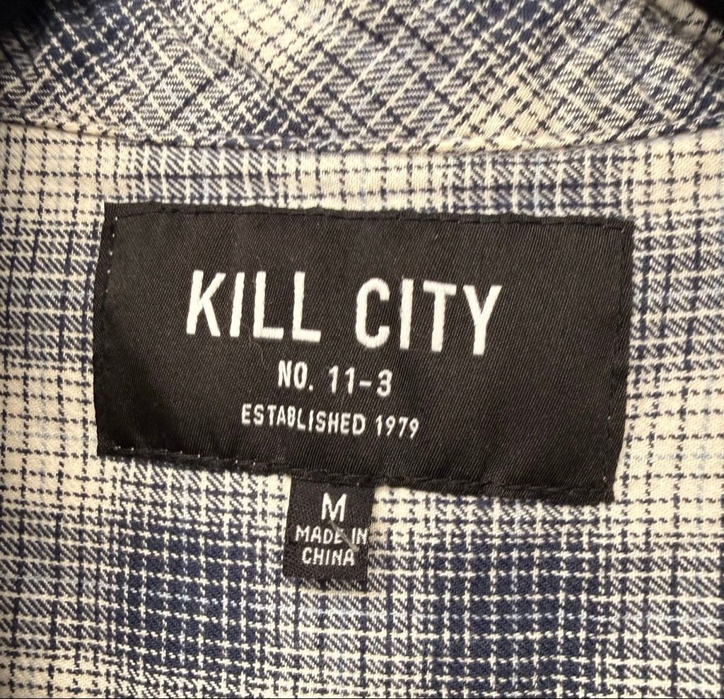 Kill City Men's KILL CITY Blue White Plaid Casual Button Down Shirt M Size US M / EU 48-50 / 2 - 5 Thumbnail
