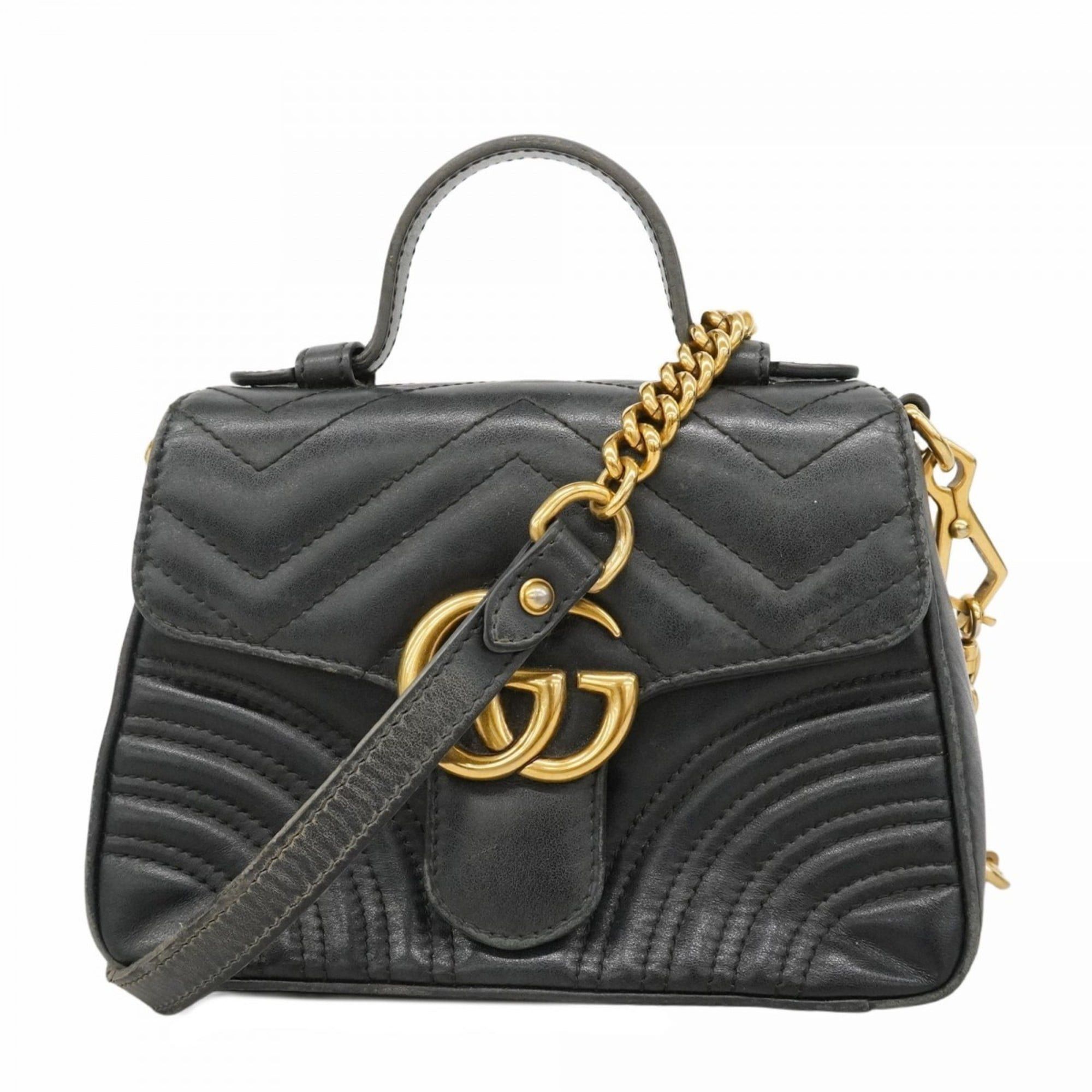 Gucci GG Marmont handbag 547260 black leather 2-way bag for women