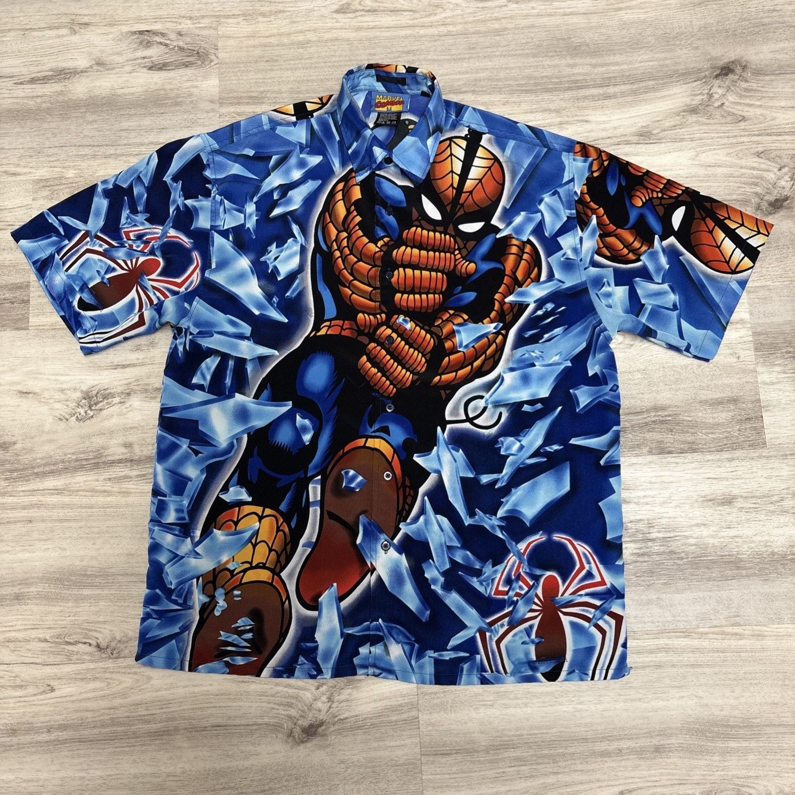 Marvel Comics Vintage Marvel Spiderman Shirt Mens L All Over Graphic Print Size US L / EU 52-54 / 3 - 1 Thumbnail