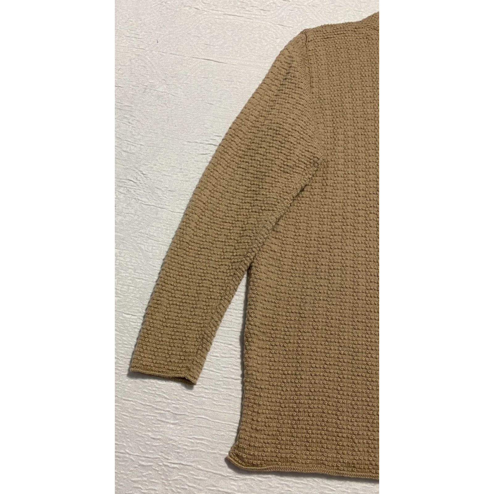 Vintage VINTAGE Merino Wool Knit Cardigan Open Front Side Slit Tan Beige Italian Yarn Women XL Brown Size XL / US 12-14 / IT 48-50 - 5 Thumbnail