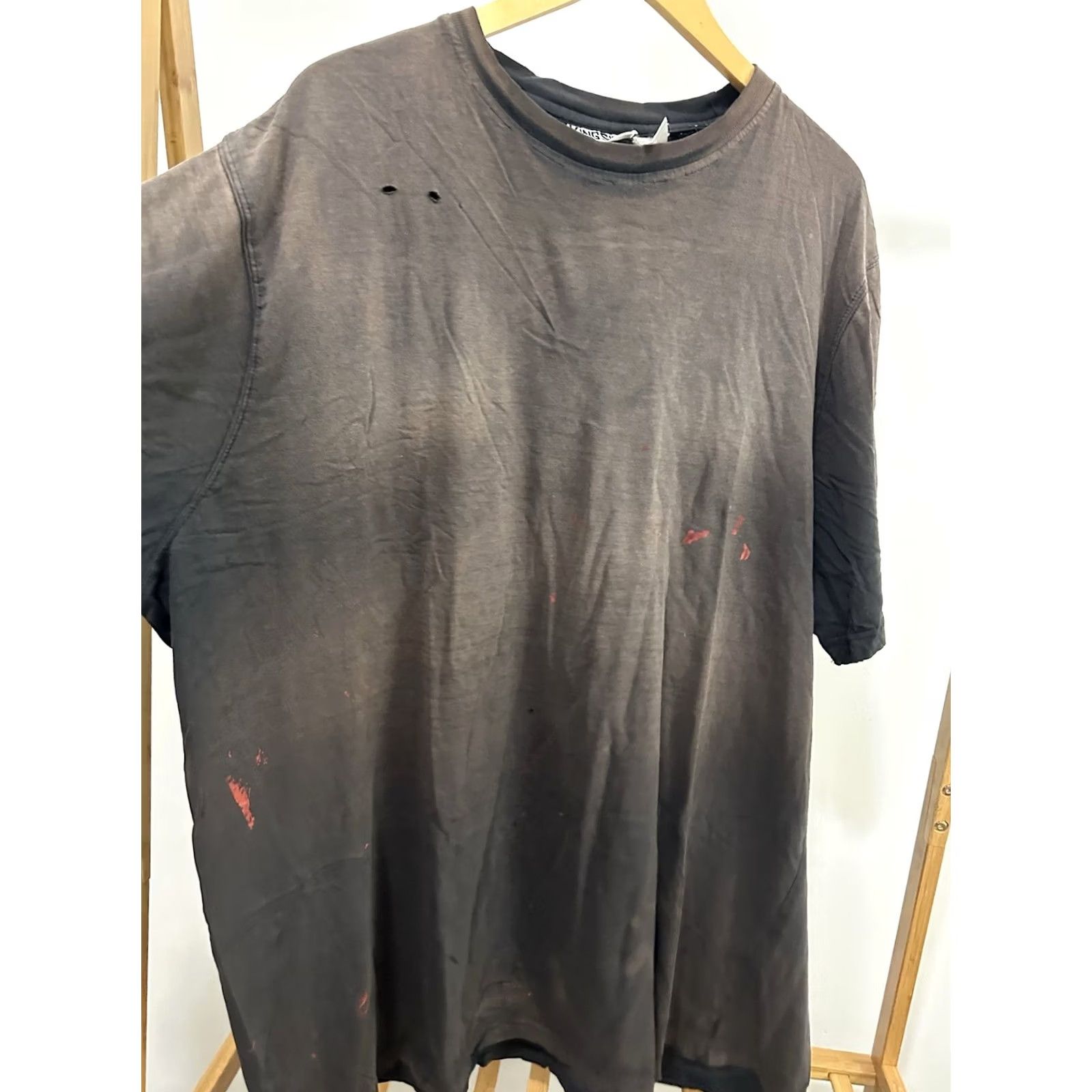Vintage KING SIZE T-Shirt Men 4XL Black Grunge Workwear Distressed Worn VTG Gradient Sun Faded WIP Confidently Size US XXL / EU 58 / 5 - 6 Thumbnail