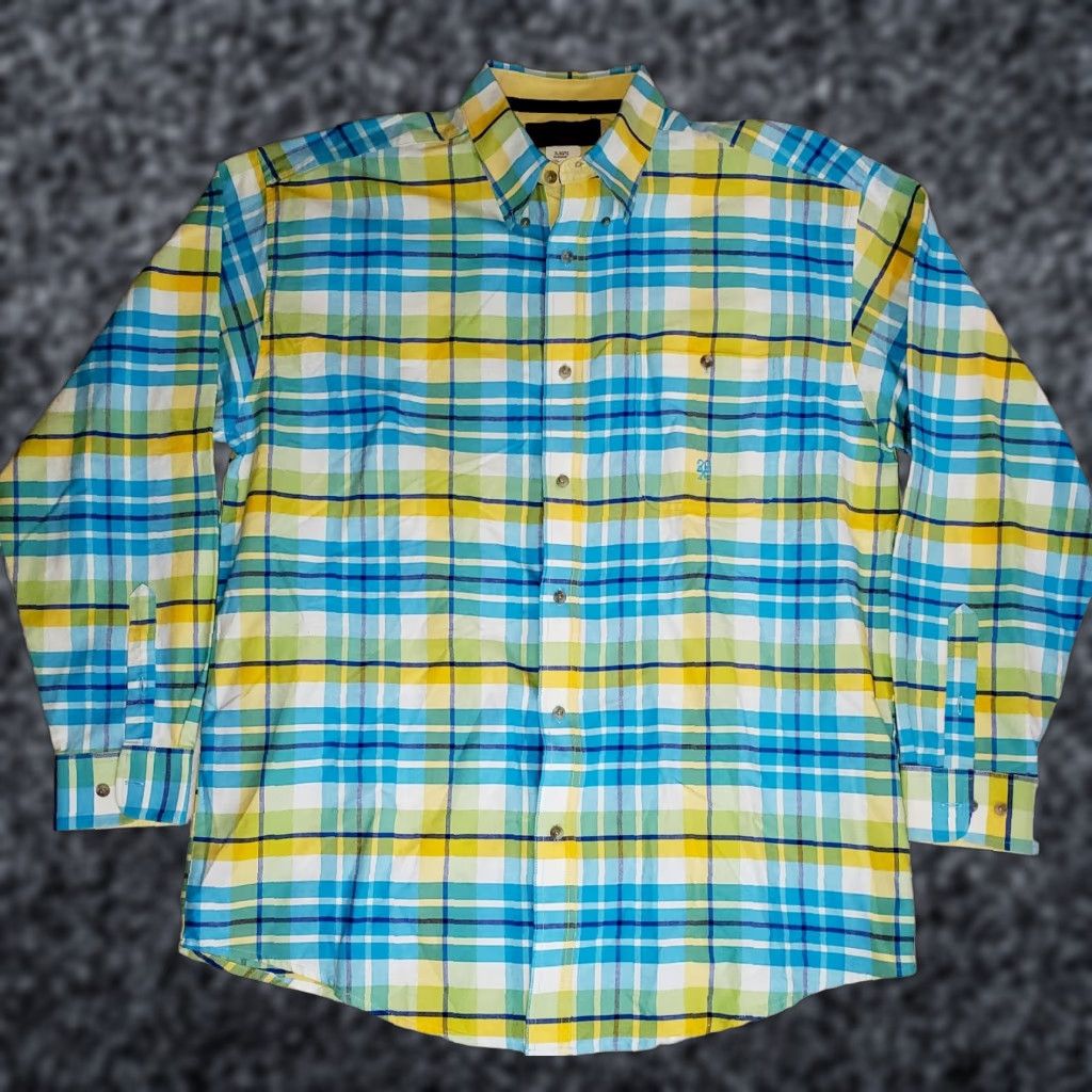 Vintage Twenty-X 20X Long Sleeve Blue Yellow Plaid Western Rodeo Shirt Mens XL White? Wait Size US XL / EU 56 / 4 - 1 Thumbnail