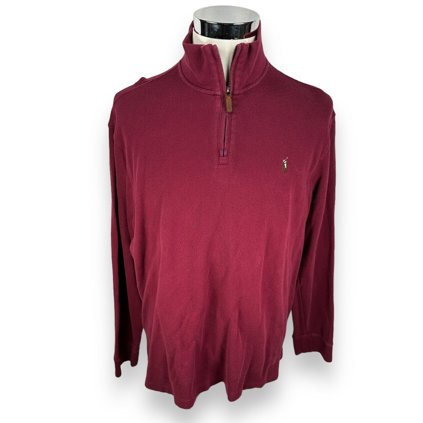 Polo Ralph Lauren Polo Ralph Lauren Estate Rib 1/4 Zip Mens XL Burgundy Cotton Size US XL / EU 56 / 4 - 1 Thumbnail
