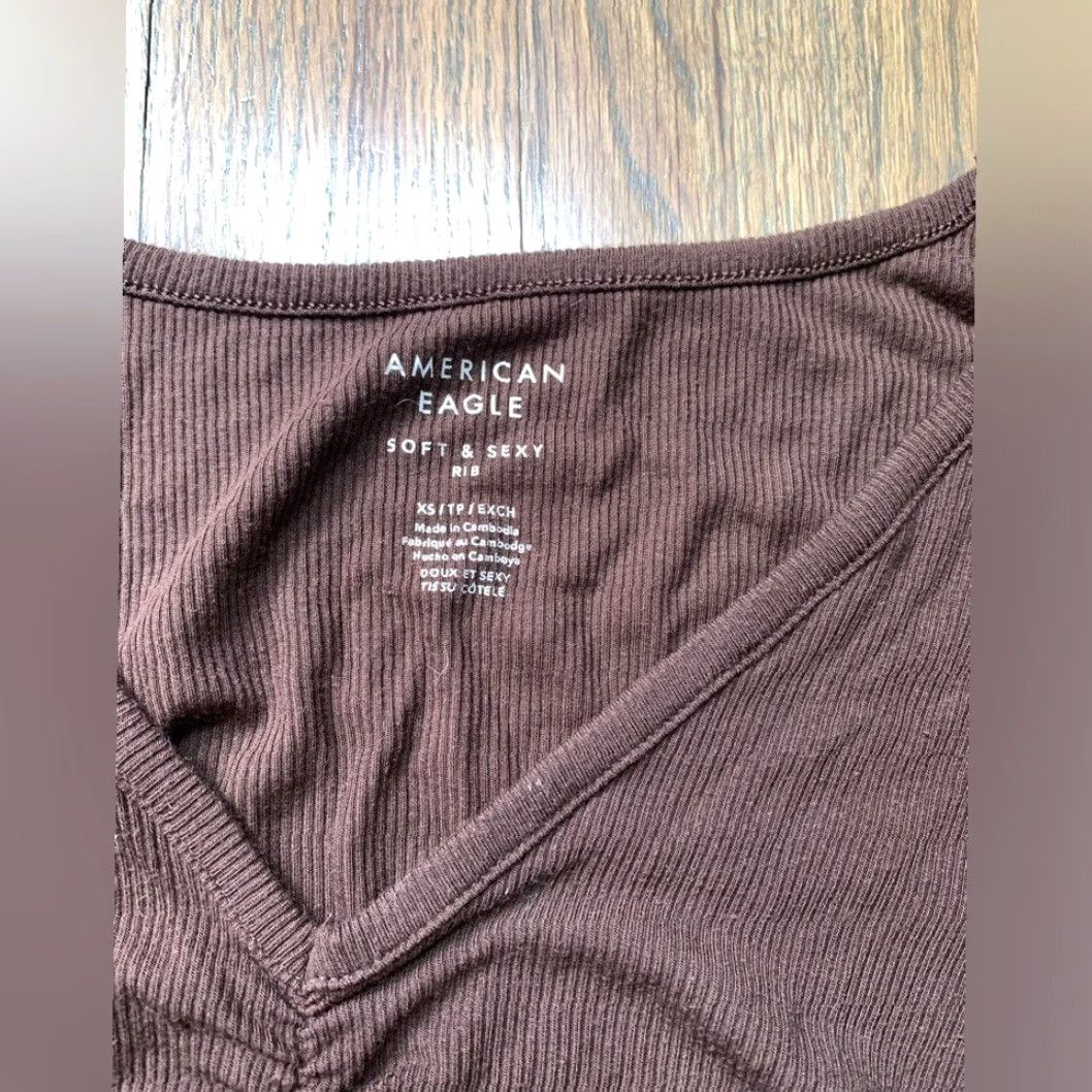 American Eagle Outfitters American Eagle Soft & Sexy Rib Tee Brown XS Women T-Shirt Regular Size XS Size XS / US 0-2 / IT 36-38 - 2 Thumbnail
