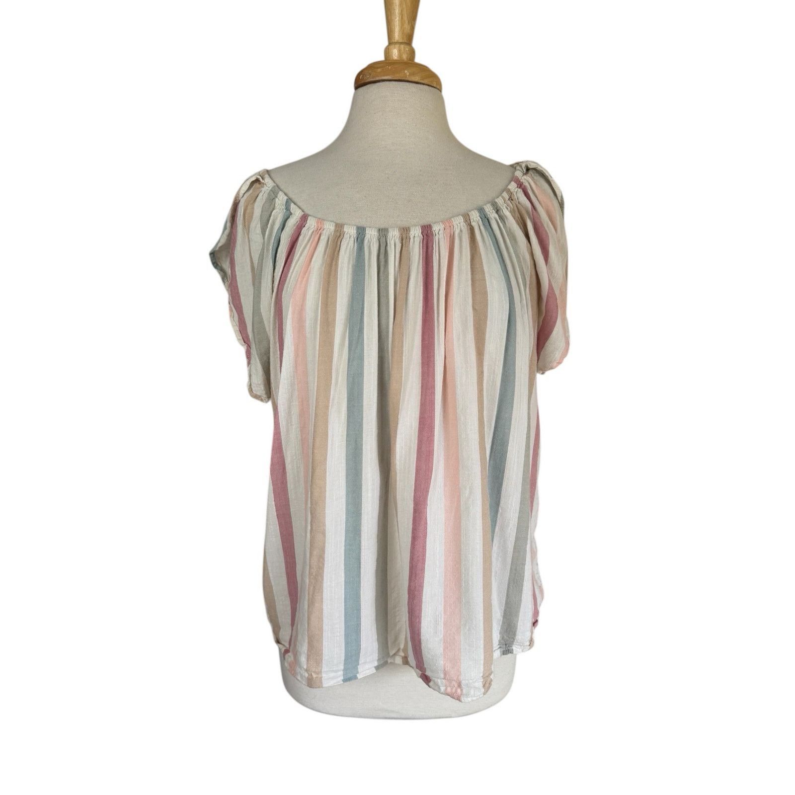 Gap GAP Soft Vertical Stripe Flutter Sleeve Blouse Large Size L / US 10 / IT 46 - 1 Thumbnail