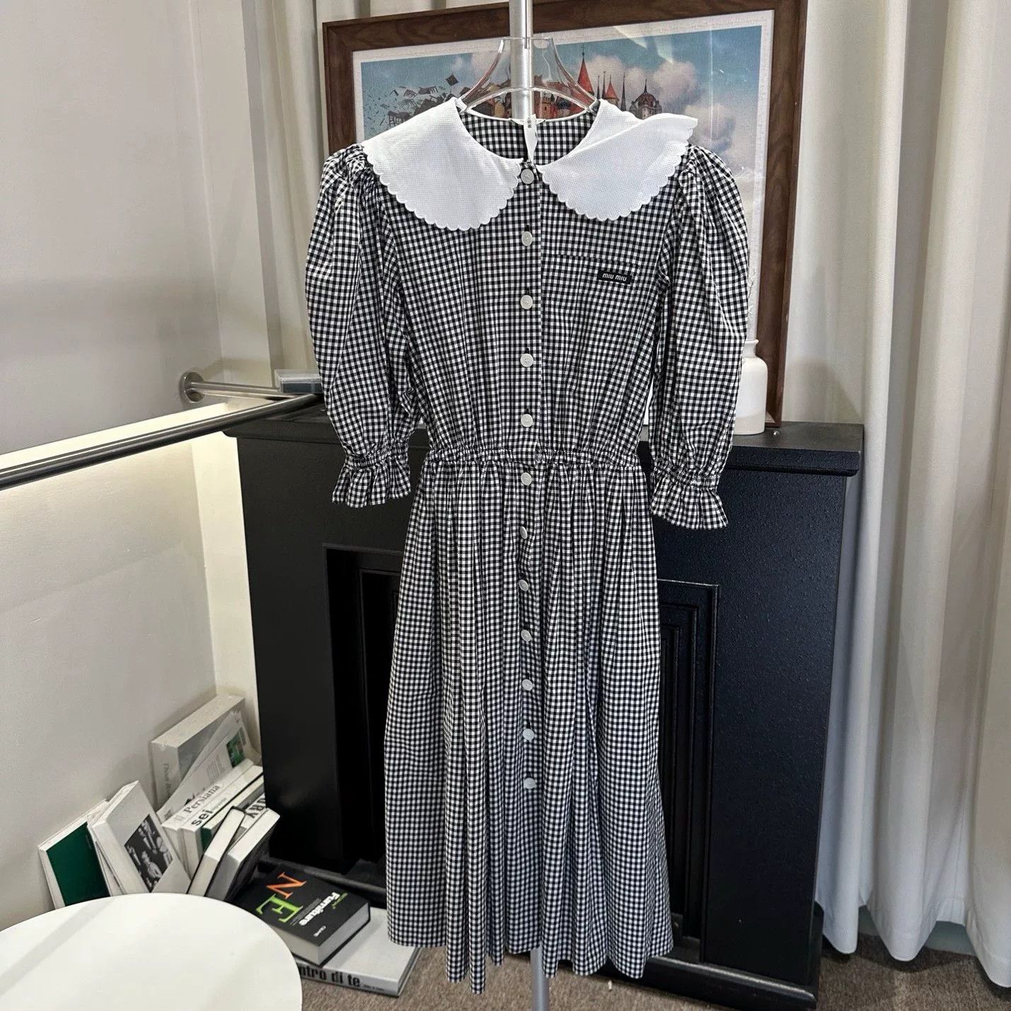 Miu Miu miu miu plaid long sleeve dress with logo Size US 36 / EU 52 - 1 Thumbnail