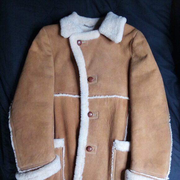 Other Vintage 70s Sheepskin Leather Shearling Pea Coat Jacket Size S / US 4 / IT 40 - 2 Thumbnail