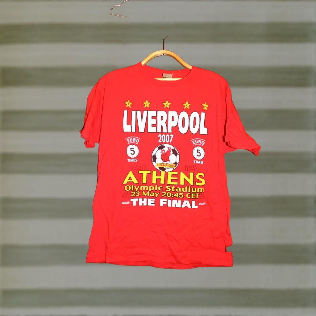 Fruit Of The Loom VINTAGE 2007 Athens Liverpool The Final Red Tee-shirt Shirt Unisex Adults L Red Football Mens/Womens Size US L / EU 52-54 / 3 - 1 Thumbnail