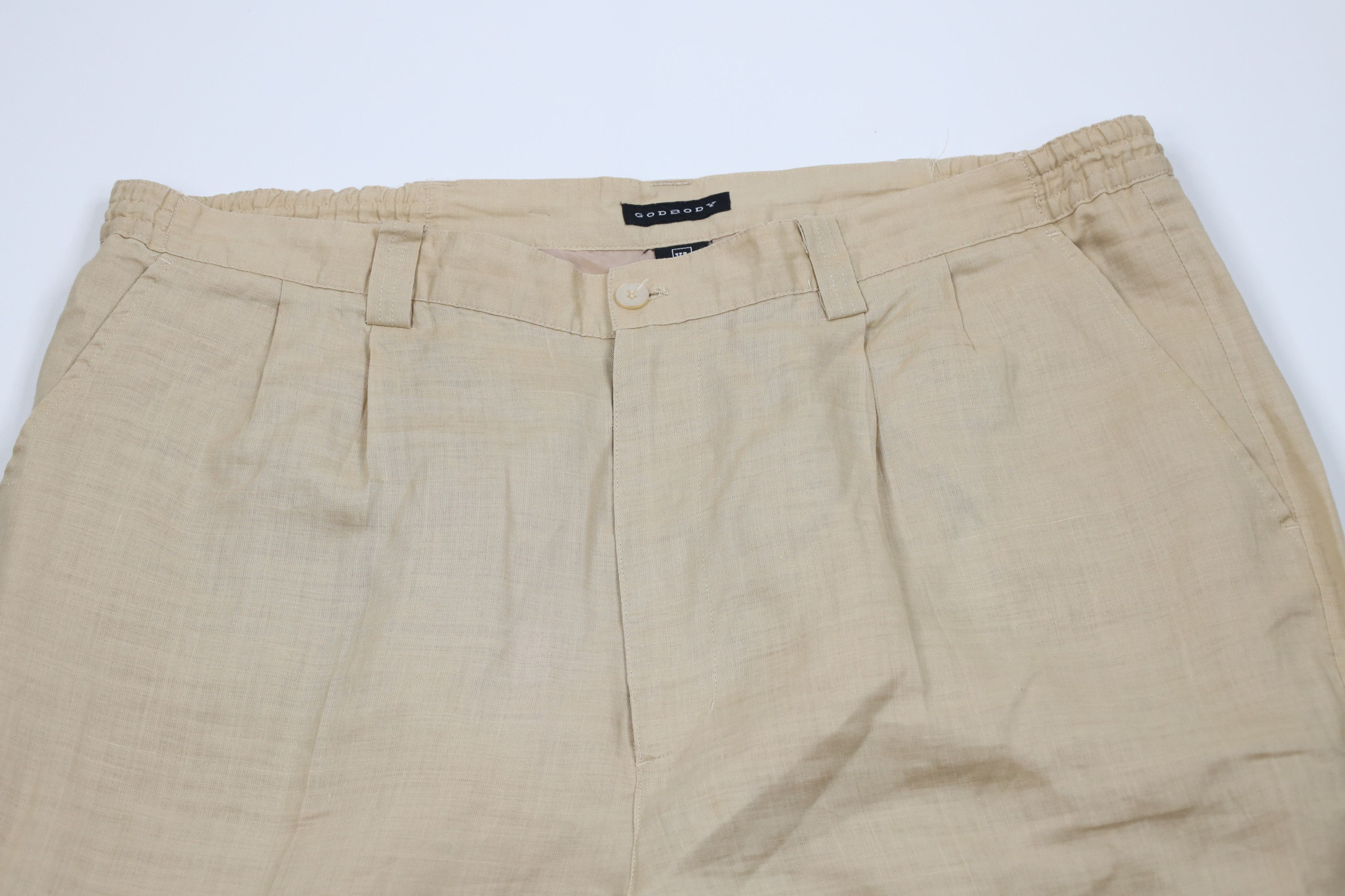 Vintage Vintage 90s Y2K Streetwear Lined Linen Wide Leg Pants Beige Size US 38 / EU 54 - 2 Thumbnail