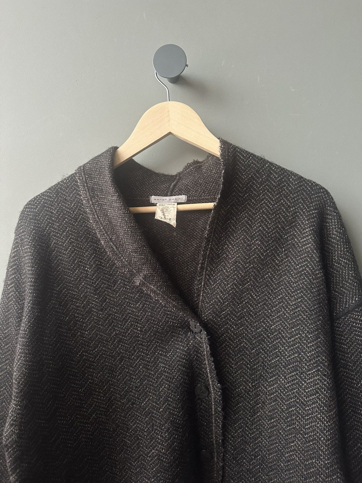 Sarah Pacini Sarah Pacini Herringbone Knit Alpaca Asymmetrical Cardigan Size ONE SIZE - 2 Thumbnail
