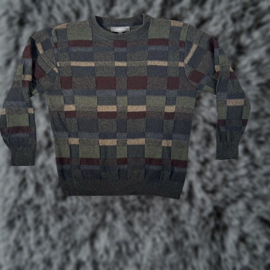 Croft & Barrow Croft & Barrow Sweater L Pullover 90s Textured Patchwork Grunge Biggie Hip-Hop Multicolor Knit Crew Neck Long Sleeve Mens Regular Winter Fall Spring Size US L / EU 52-54 / 3 - 1 Thumbnail