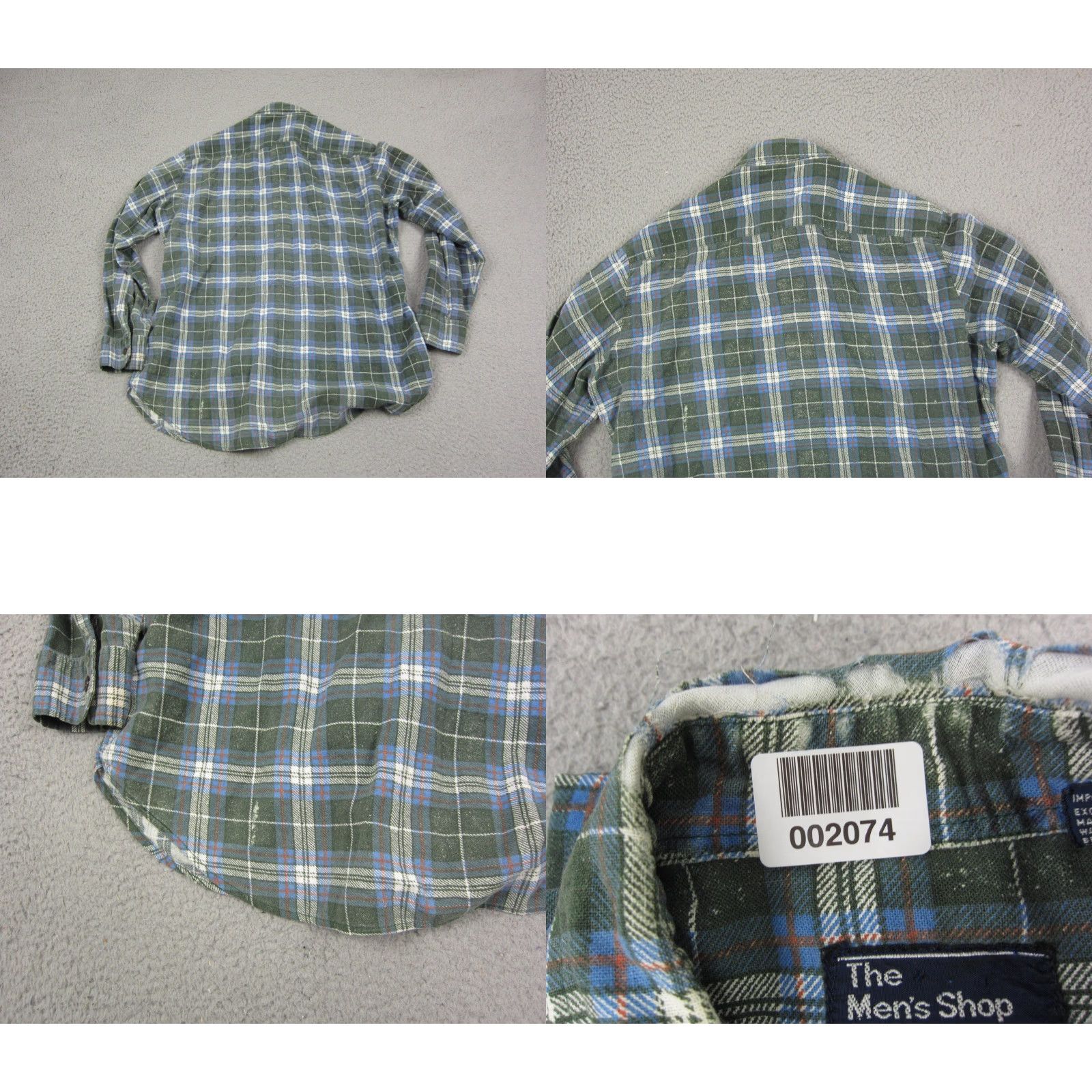 JCPenney VINTAGE The Mens Shop Shirt Mens LT Green Plaid Flannel Button-Up Size US L / EU 52-54 / 3 - 9 Thumbnail