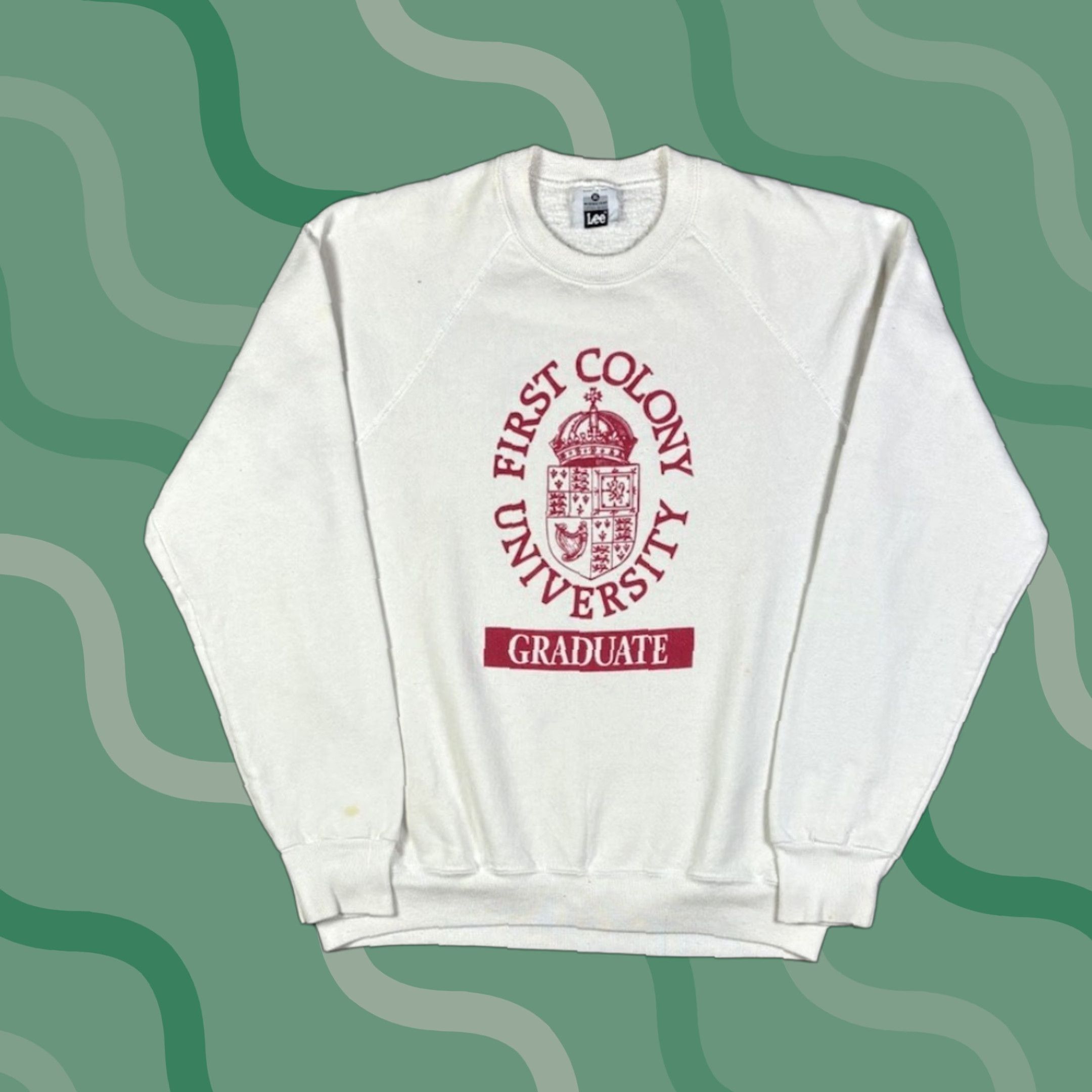 Lee VINTAGE Lee Sweatshirt University Raglin Graphic Print Large L White Men Pullover 80s 90s Size US L / EU 52-54 / 3 - 1 Thumbnail