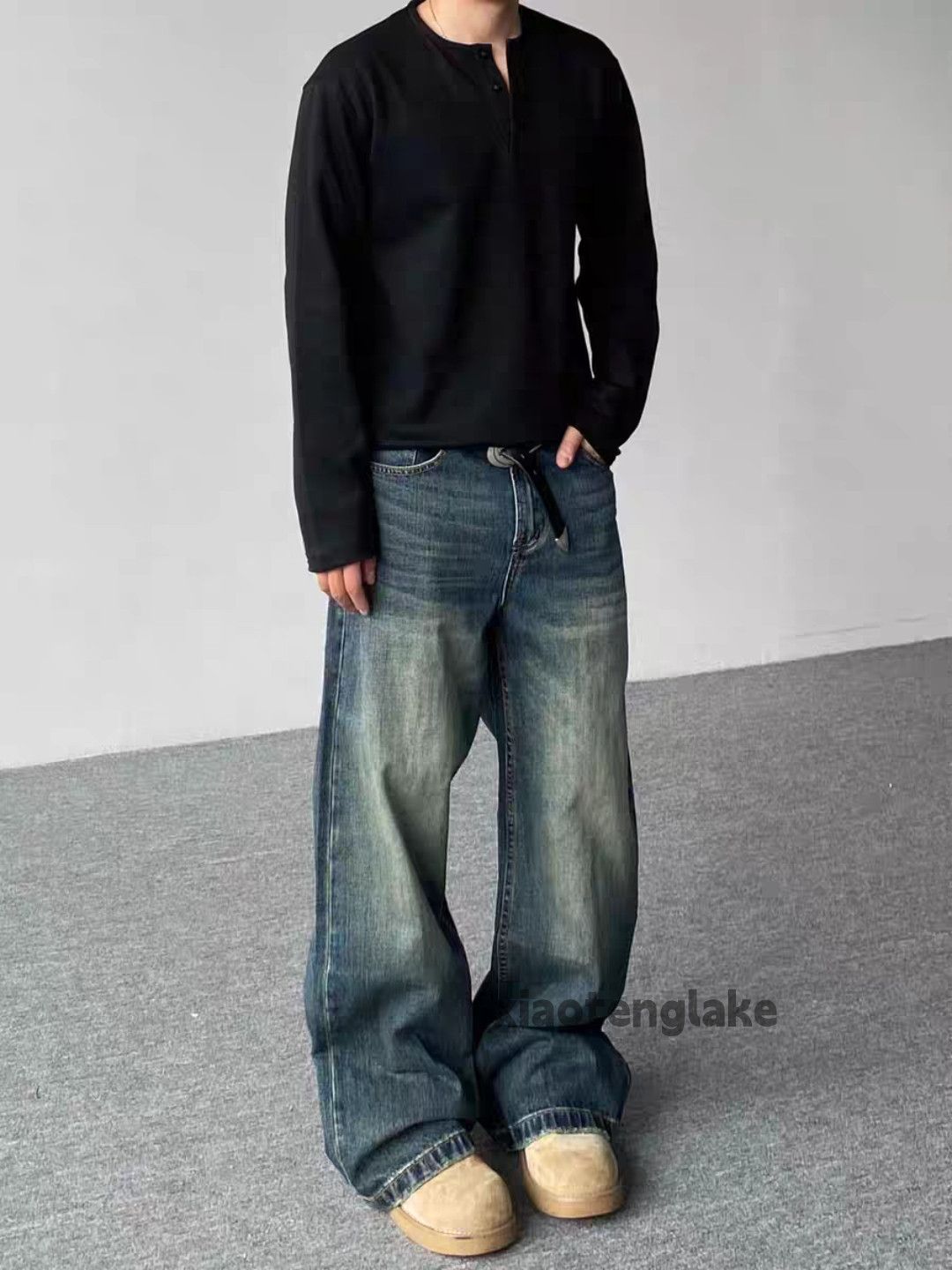 Jean Custom washed faded loose baggy hiphop y2k jeans Size US 28 / EU 44 - 8 Thumbnail