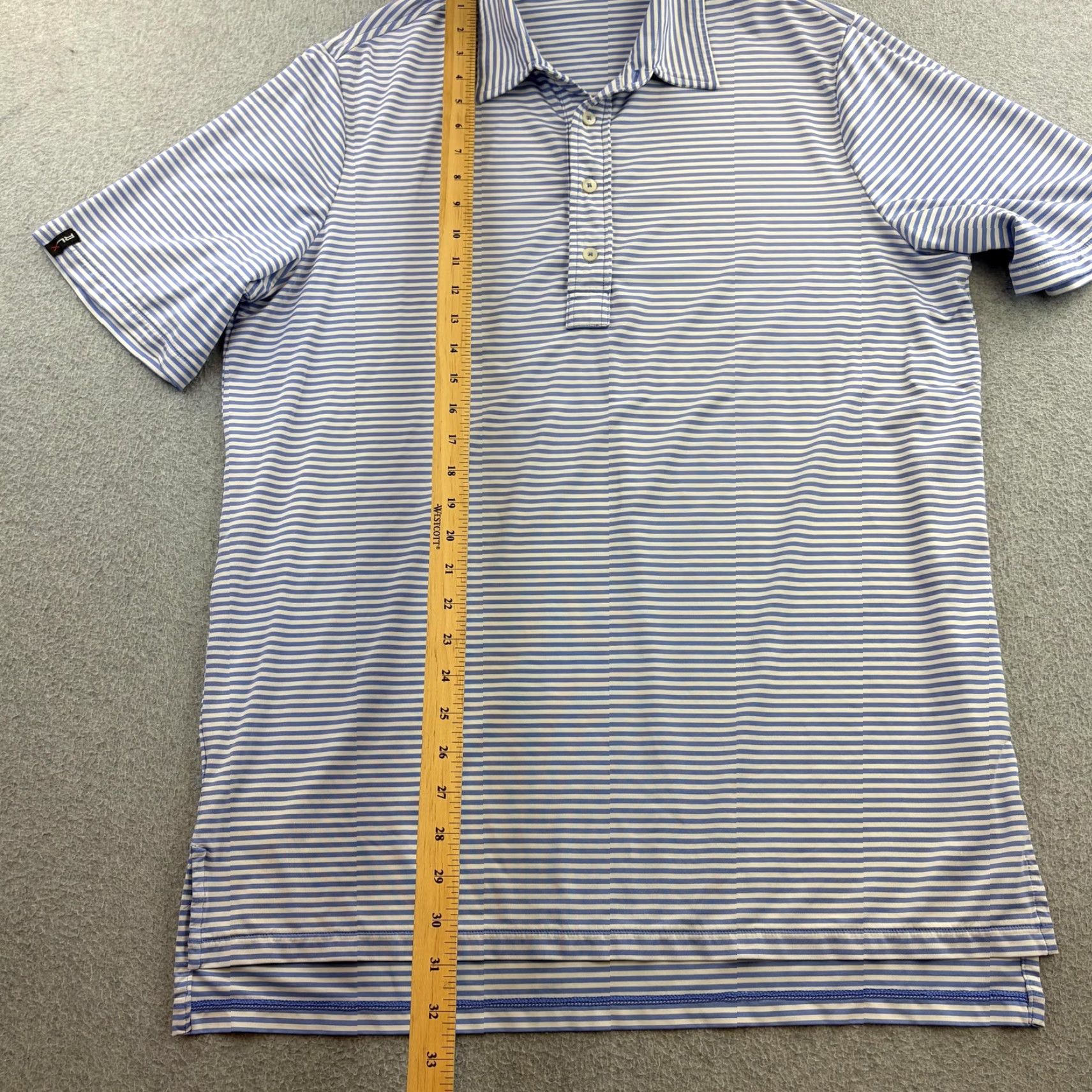 RLX Ralph Lauren RLX Ralph Lauren Polo Shirt Mens Large Blue Stripe Short Sleeve Golf Adult Size US L / EU 52-54 / 3 - 3 Thumbnail