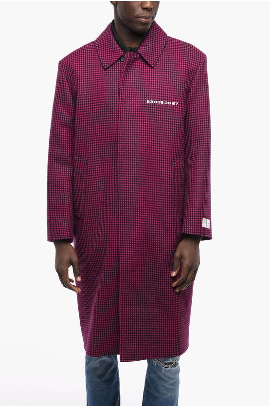 image of Vetements Og1Mm0524 Checked Wool Coat In Red, Men's (Size Medium)