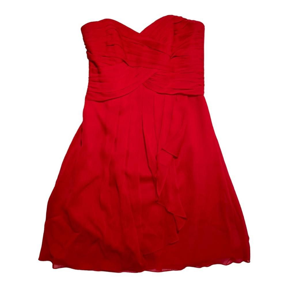 Designer David’s Bridal l Crinkle Chiffon Sweetheart Dress Size 6 Size M / US 6-8 / IT 42-44 - 2 Thumbnail