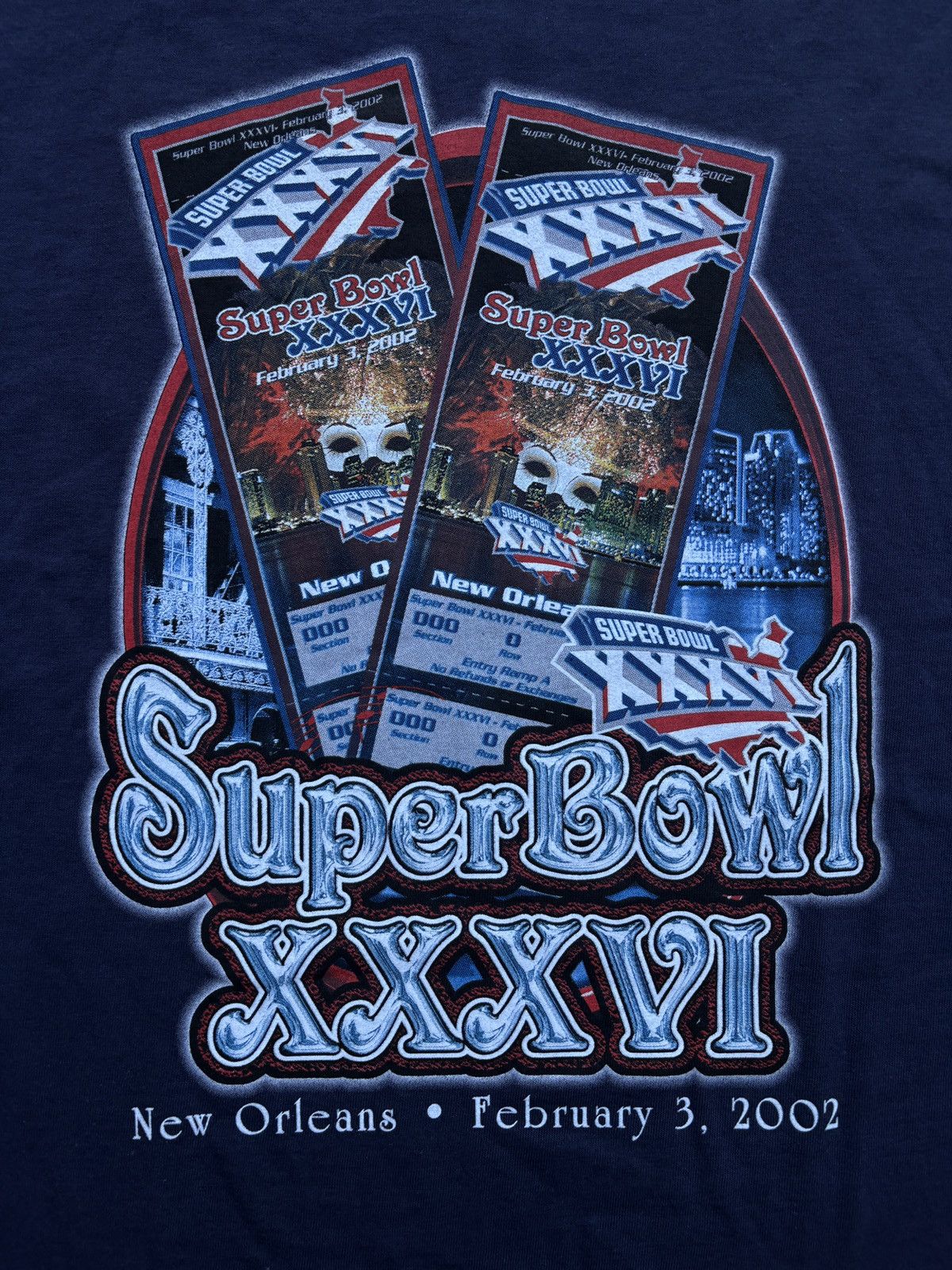 NFL Vintage 2002 NFL “Super Bowl XXXVI” Navy T-Shirt Size XL Size US XL / EU 56 / 4 - 4 Thumbnail