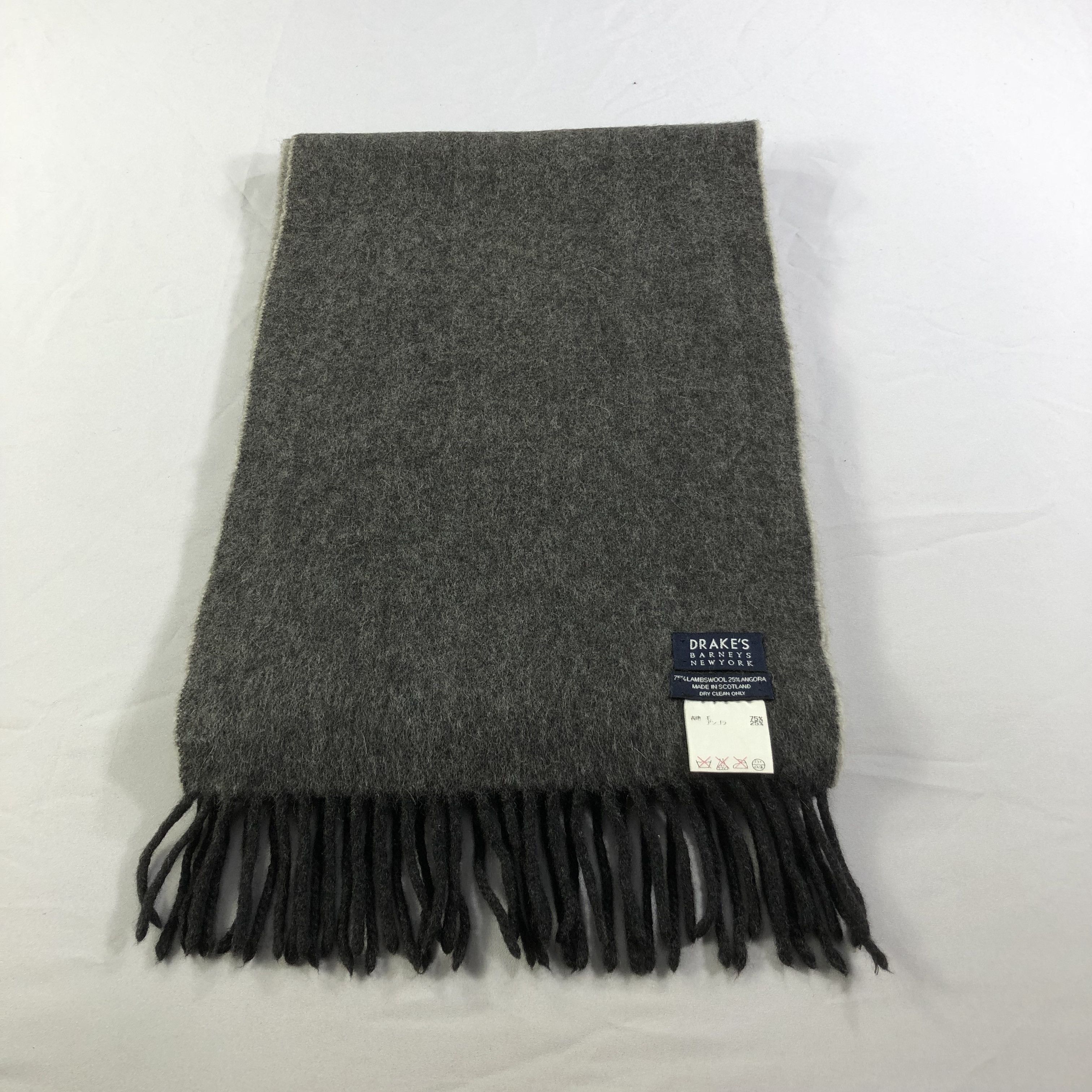 Drake's Drake's X Barneys New York Grey Wool Scarf Muffler V1403 Size ONE SIZE - 2 Thumbnail