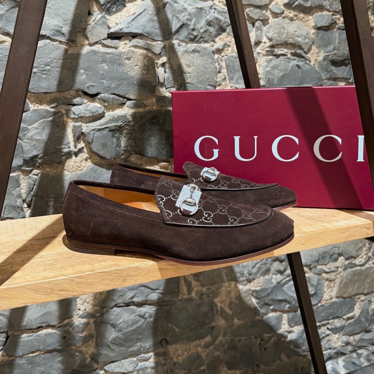 Gucci Gucci Brown Luxury Suede GG Horsebit Accent Jordy Loafers Size US 11 / EU 44 - 1 Thumbnail