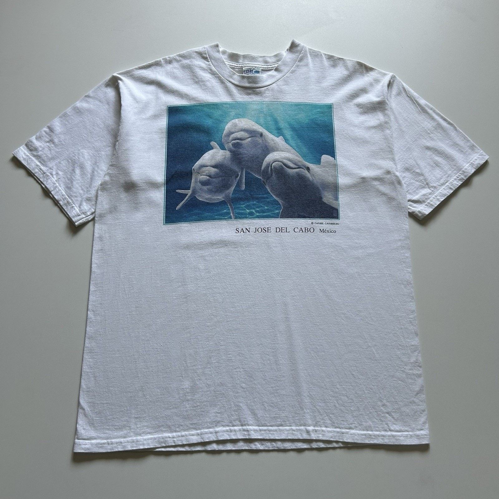 Vintage 90s Dolphin T Shirt XL Mexico Animal Art Graphic Tee