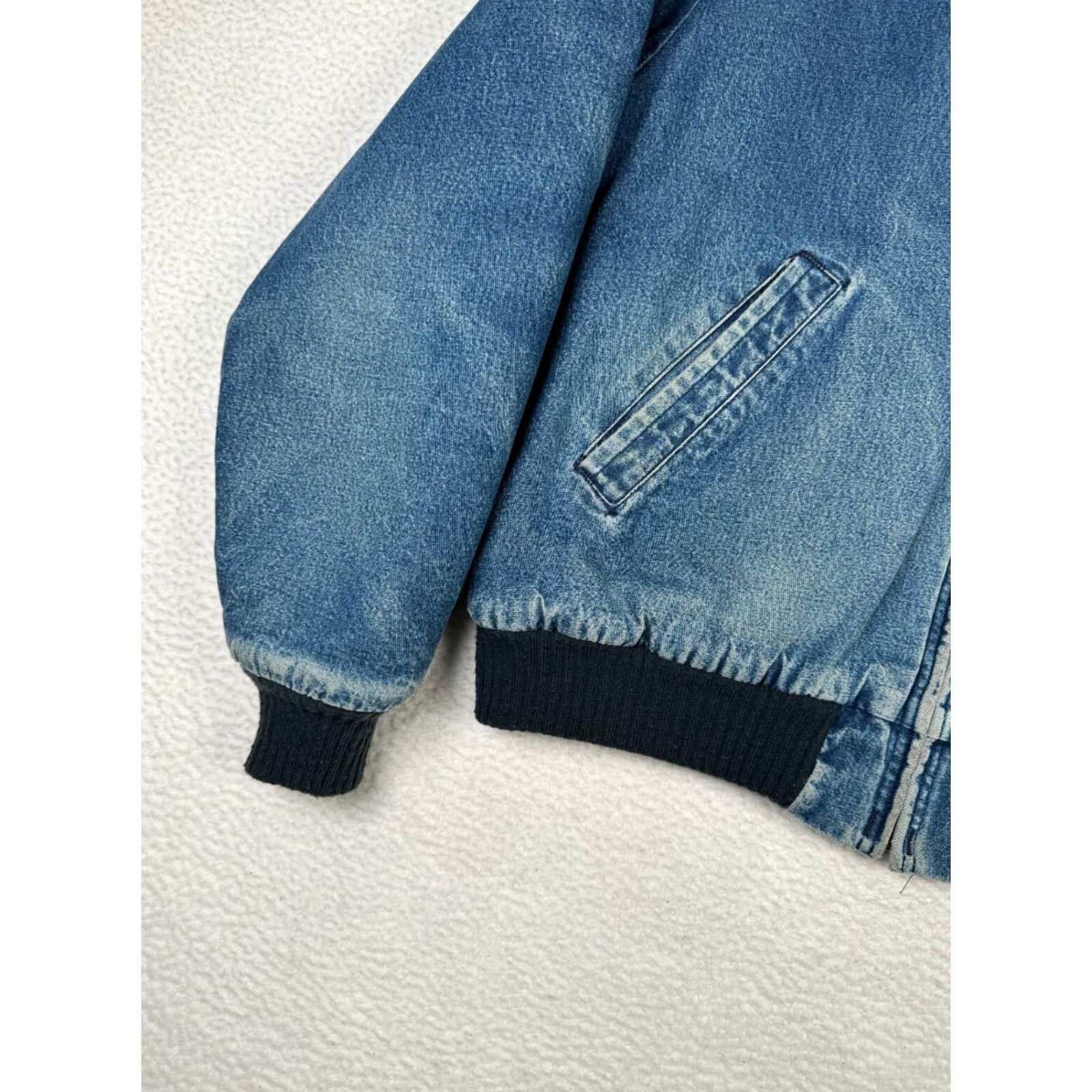 Vintage VINTAGE OshKosh B'gosh Bomber Jacket Denim Men's Medium - Faded Distressed, Blue, Zipper, Outdoor, 90s, Jacket, Mens Size US M / EU 48-50 / 2 - 6 Thumbnail