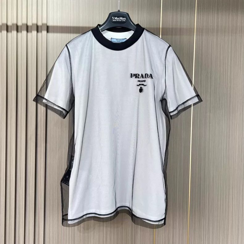 Prada Prada Sheer Double Layer Short Sleeve Top- DMC Size US XS / EU 42 / 0 - 1 Thumbnail